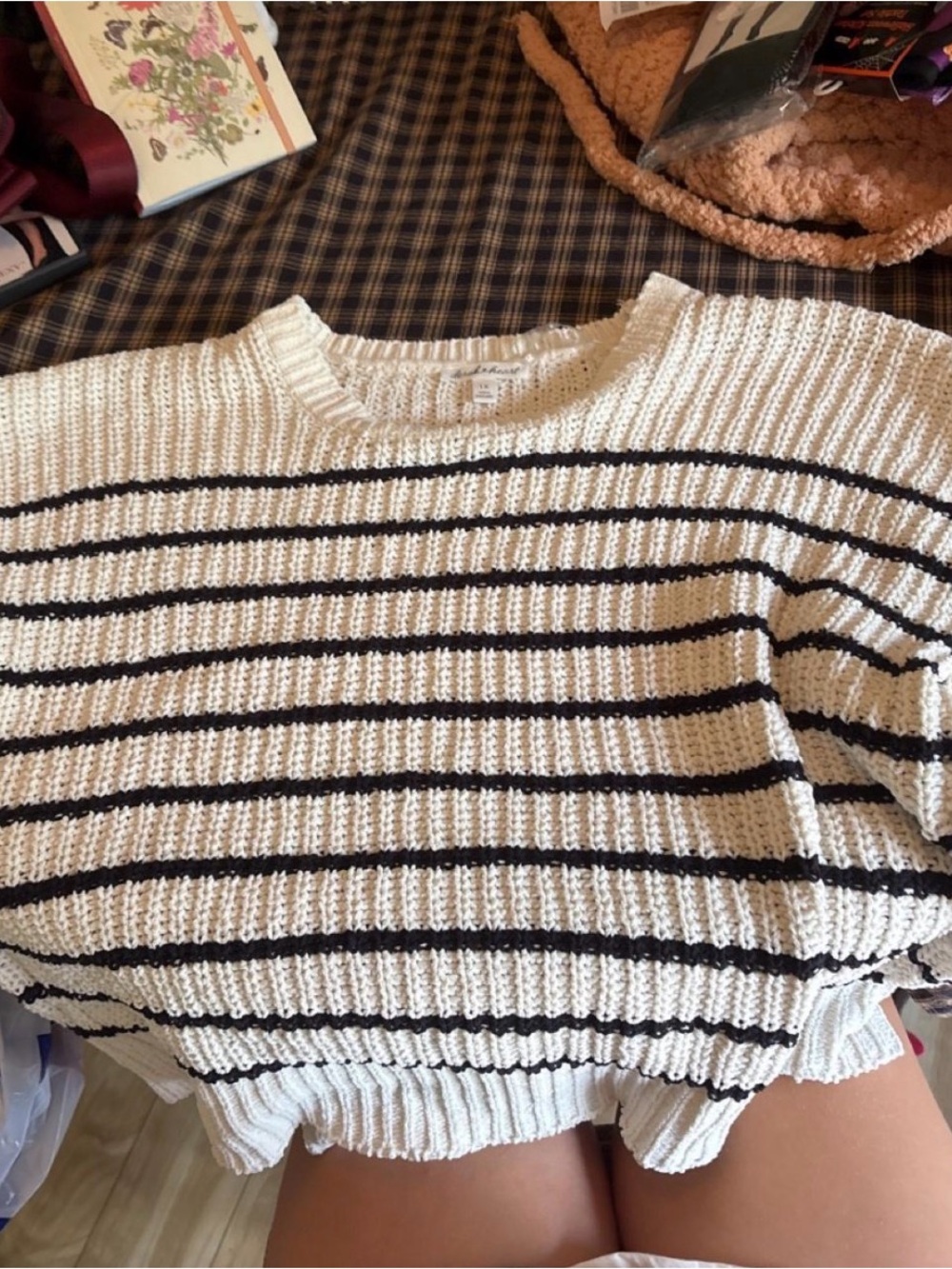 Classic Cream & Black Striped Women's Sweater